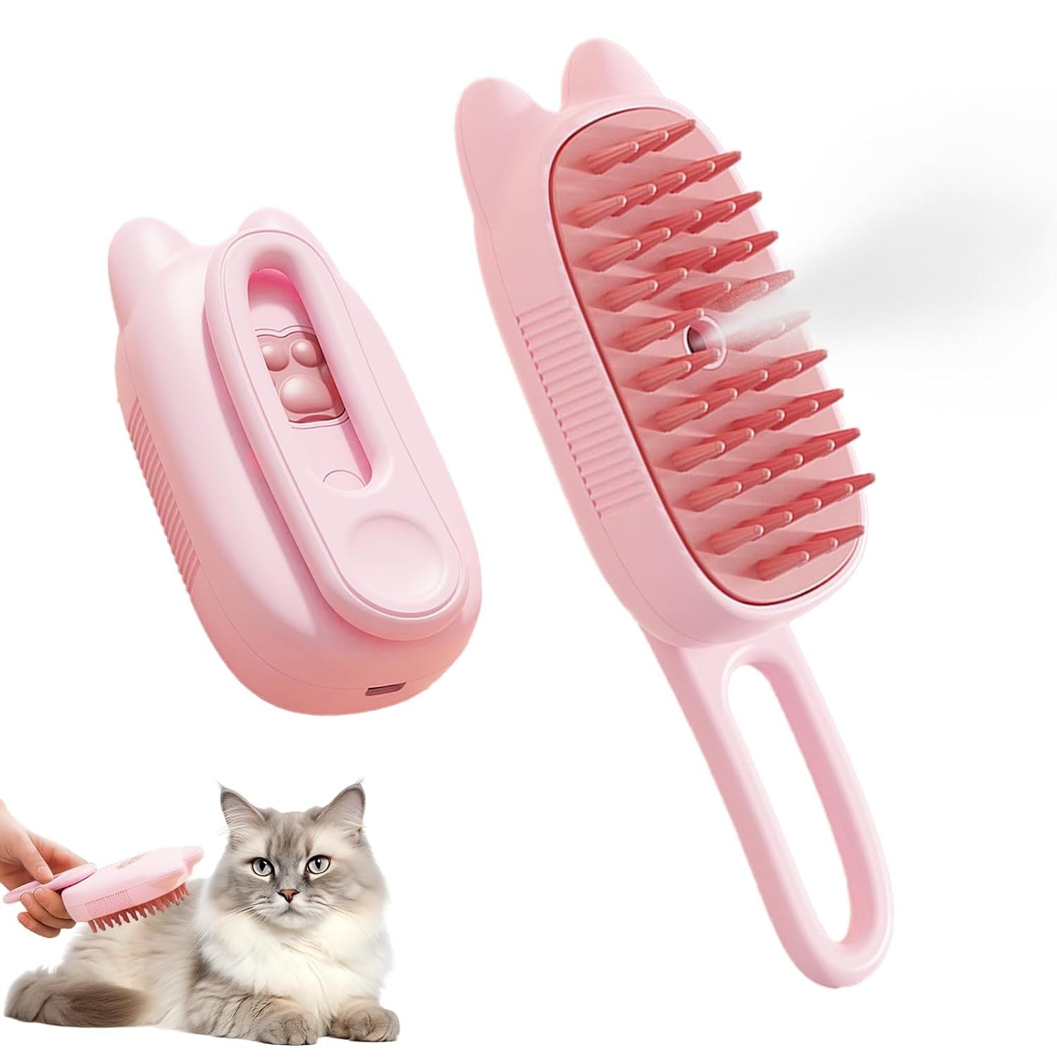 Shed-Free Pet Spa Brush – Steam, Groom, Relax!