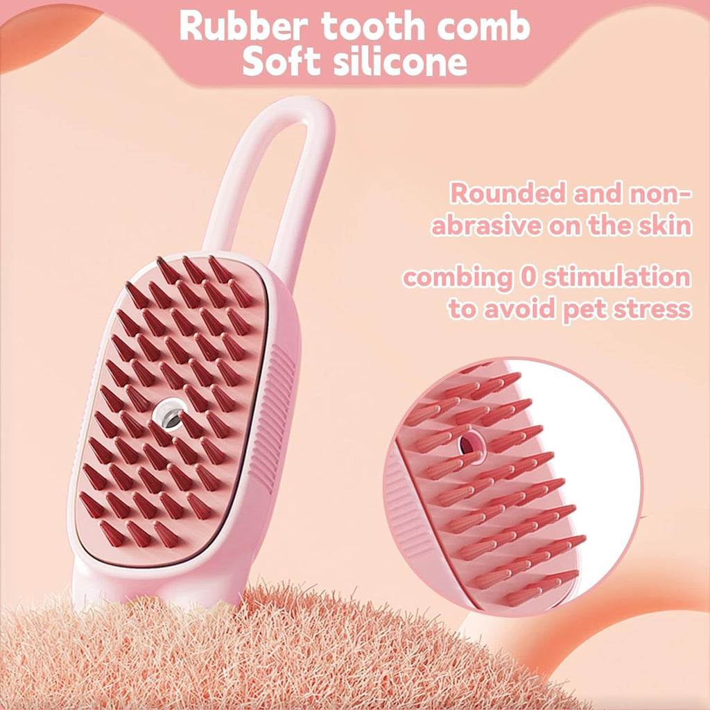 Shed-Free Pet Spa Brush – Steam, Groom, Relax!